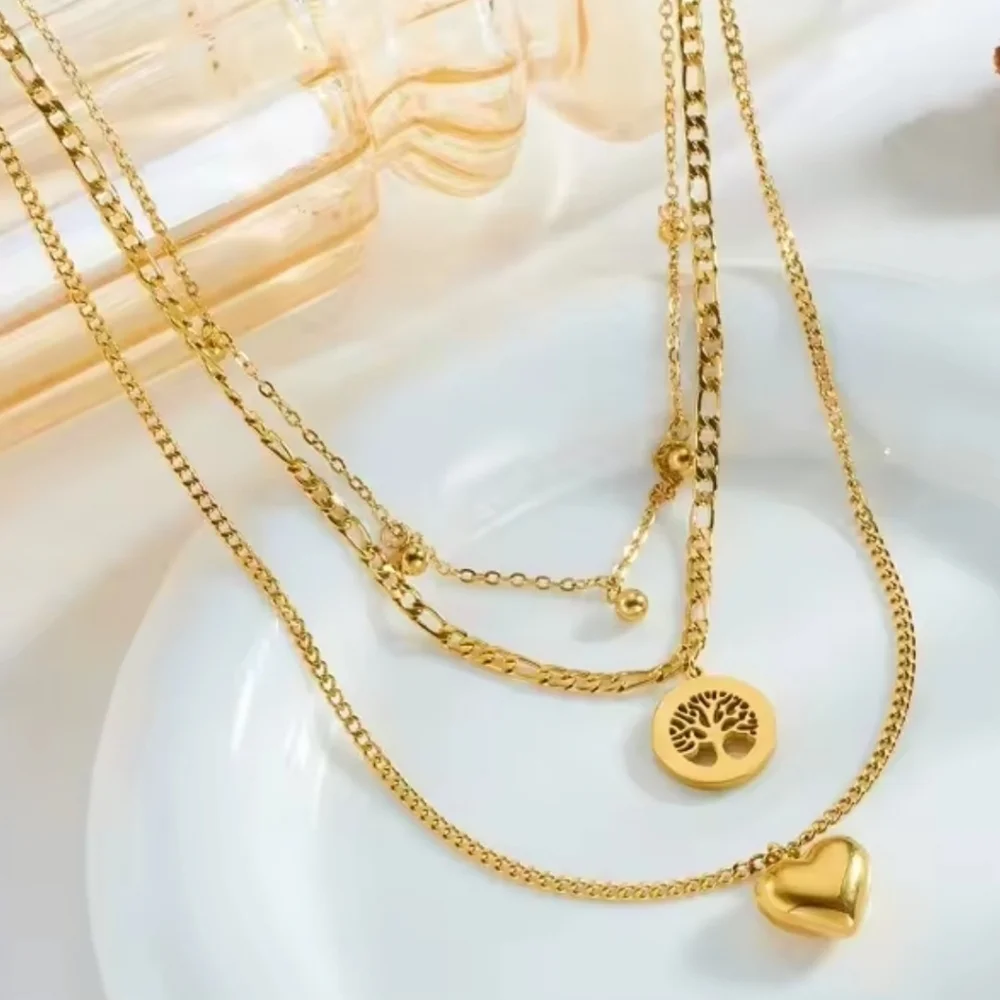 necklace set with heart tree pendant earrings gift Box